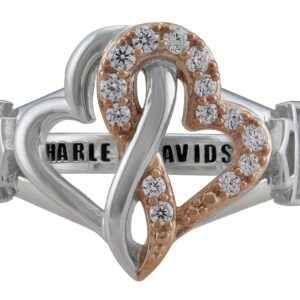 Harley-Davidson Women's White & Rose Gold Bling Infinity Hearts Ring (7)