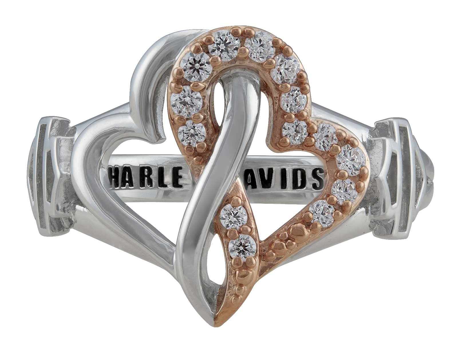 Harley-Davidson Women's White & Rose Gold Bling Infinity Hearts Ring (7)