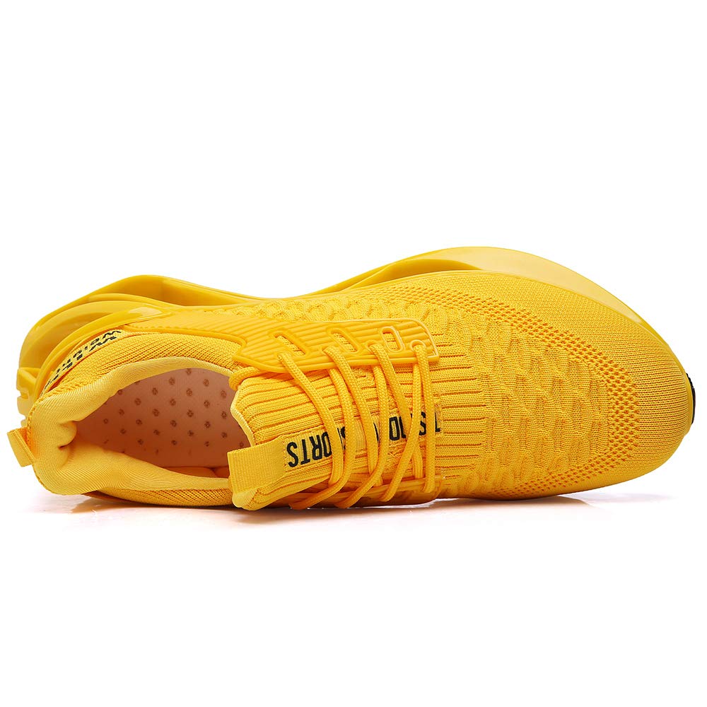 SKDOIUL Men Sport Running Sneakers Tennis Athletic Walking Shoes mesh Breathable Comfort Fashion Runner Gym Jogging Shoes Yellow Size 11