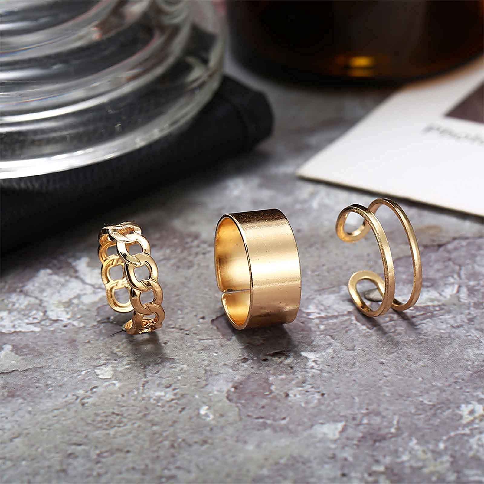 Yheakne Boho Rings Set Stackable Knuckle Finger Rings Gold Band Rings Minimalist Midi Rings Modern Finger Rings Accessories for Women and Teen Girls Gifts (Gold)