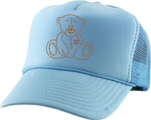 allntrends adult bear trucker hat heart embroidered baseball cap adjustable snapback cute hats (sky blue)