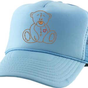 ALLNTRENDS Adult Bear Trucker Hat Heart Embroidered Baseball Cap Adjustable Snapback Cute Hats (Sky Blue)