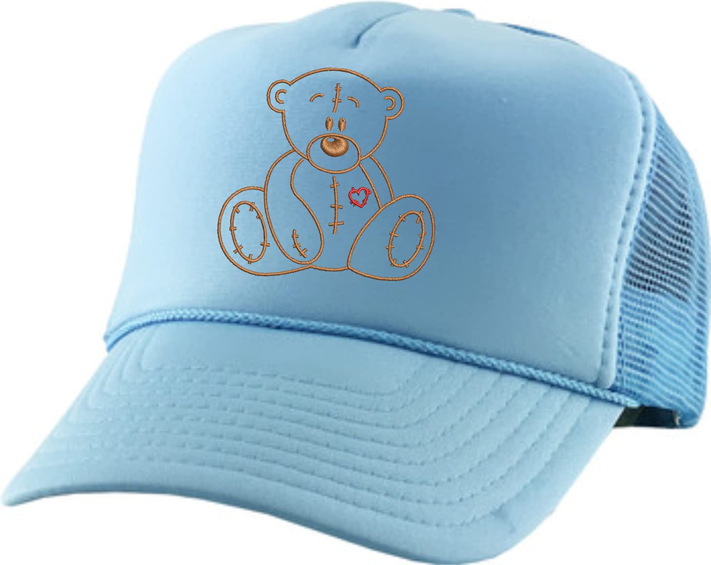 ALLNTRENDS Adult Bear Trucker Hat Heart Embroidered Baseball Cap Adjustable Snapback Cute Hats (Sky Blue)