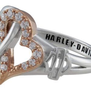 Harley-Davidson Women's White & Rose Gold Bling Infinity Hearts Ring (7)