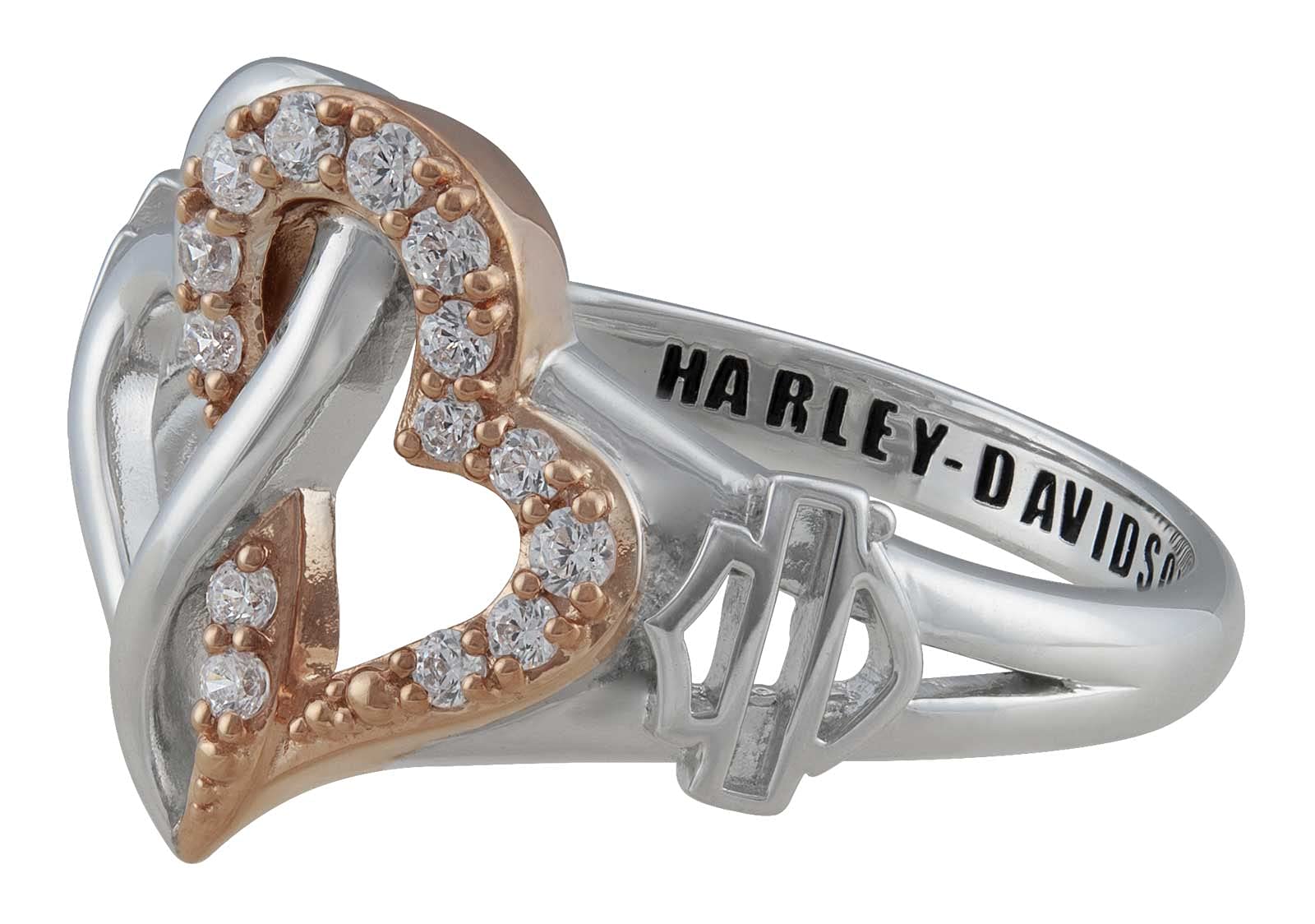 Harley-Davidson Women's White & Rose Gold Bling Infinity Hearts Ring (7)