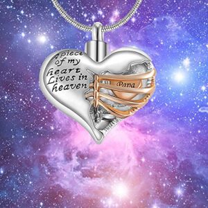 A piece of my heart lives in heaven Two Tone Locket Heart Cremation Memorial Ashes Urn Necklace Jewelry Stainless Steel Keepsake Pendant Women/Men Gift (brother)