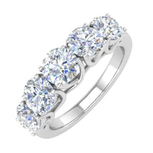 2 carat 5-stone diamond wedding band ring in 14k white gold (ring size 5.5)