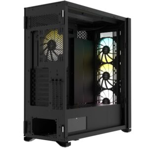 CORSAIR iCUE 7000X RGB Full-Tower ATX PC Case – Three Tempered Glass Panels – Spacious Interior – Easy Cable Management – 4x CORSAIR SP140 RGB ELITE Fans Included – Black