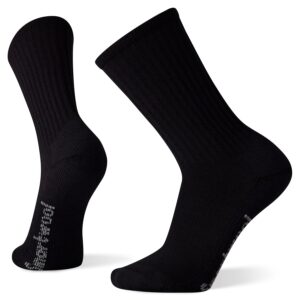 smartwool men's hike classic edition light cushion solid crew socks, black, large