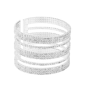 jojomina multilayer sparkling rhinestone cuff bracelet for women 11 layers for women,crystal bangle strand wrap bracelet for party prom wedding