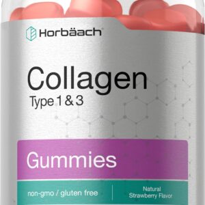 Horbäach Collagen Gummies | 90 Count | Strawberry Flavored Gummy | Hydrolyzed Type 1 and 3 | Non-GMO, Gluten Free