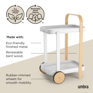 Umbra Bellwood Bar Cart, Serving Trolley, Side Table, Natural/White