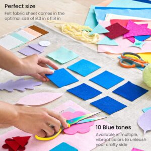 ARTEZA Blue Craft Felt Sheets, 8.3 x 11.8 Inches, Set of 50, 20 Soft and 30 Stiff Non Woven Felt Fabric for Sewing and DIY Projects