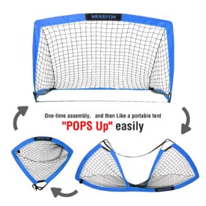 WEKEFON Backyard Soccer Goals - Portable Kids Soccer Net Set of 2-3.6'x2.7' - Pop Up Folding Indoor + Outdoor Goals with Carry Bag - Easy Assembly and Compact Storage