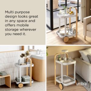 Umbra Bellwood Bar Cart, Serving Trolley, Side Table, Natural/White