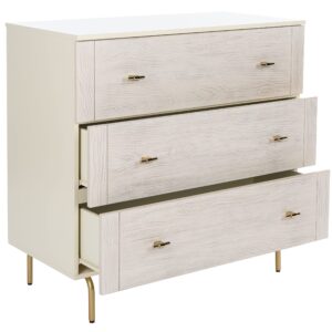 SAFAVIEH Home Collection Genevieve Cream/White Washed 3-Drawer Storage Living Room Bedroom Chest Dresser DRS5000E, 0