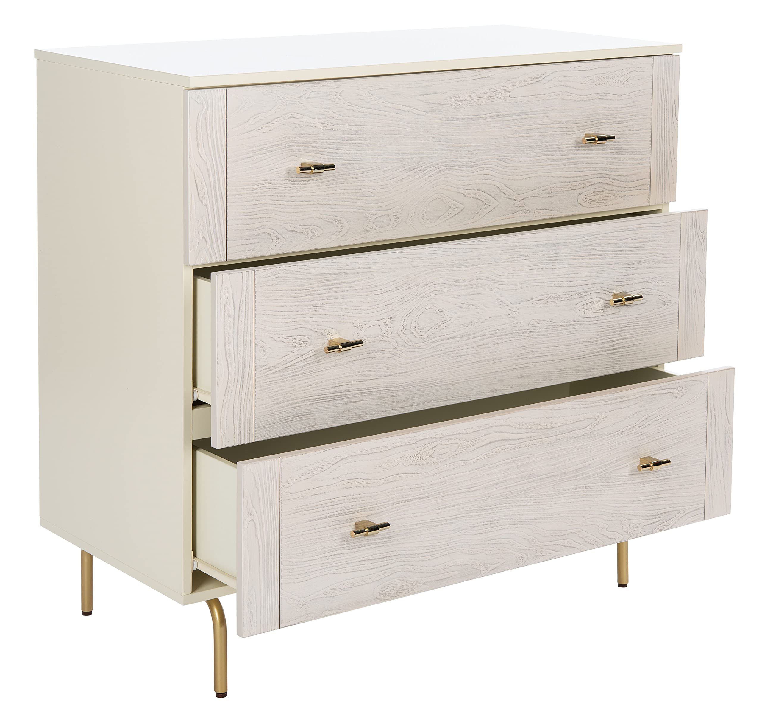 SAFAVIEH Home Collection Genevieve Cream/White Washed 3-Drawer Storage Living Room Bedroom Chest Dresser DRS5000E, 0