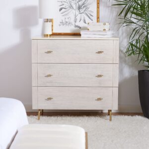 SAFAVIEH Home Collection Genevieve Cream/White Washed 3-Drawer Storage Living Room Bedroom Chest Dresser DRS5000E, 0