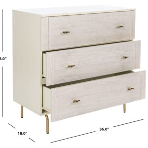 SAFAVIEH Home Collection Genevieve Cream/White Washed 3-Drawer Storage Living Room Bedroom Chest Dresser DRS5000E, 0