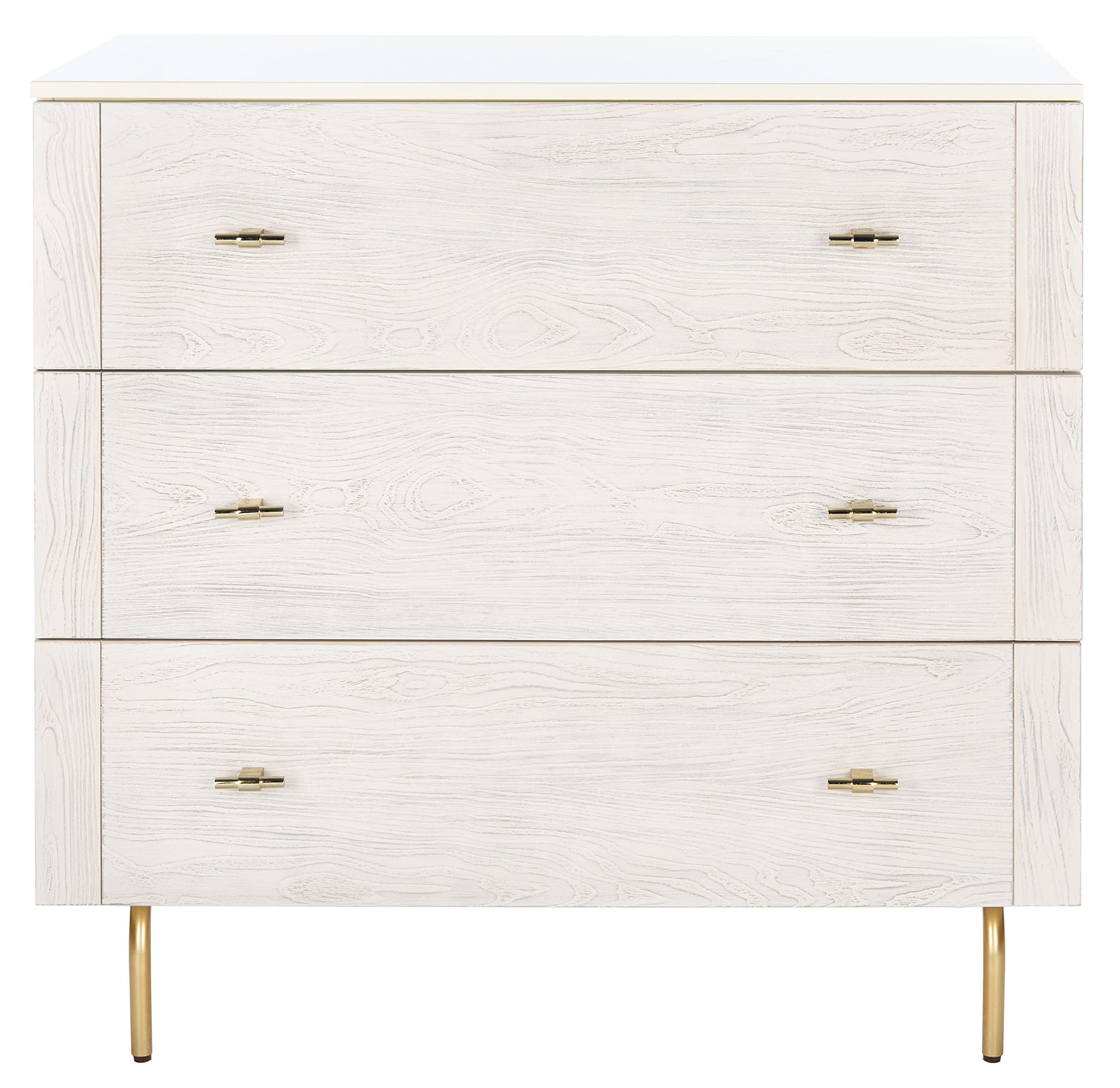 SAFAVIEH Home Collection Genevieve Cream/White Washed 3-Drawer Storage Living Room Bedroom Chest Dresser DRS5000E, 0