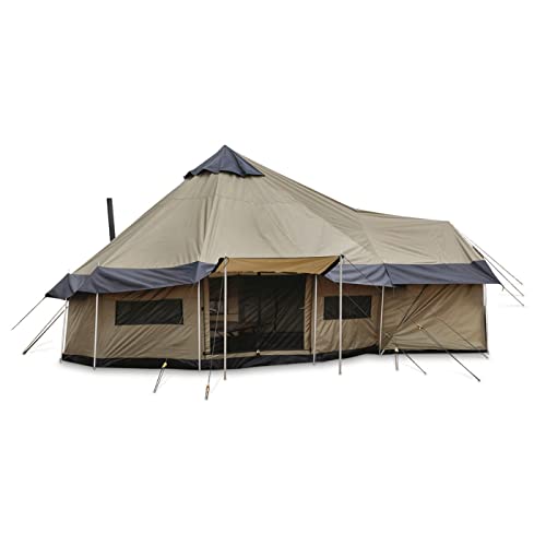 Guide Gear Base Camp Tent, Outdoor, Hiking, Hunting, Four Season Camping with Stove Jack