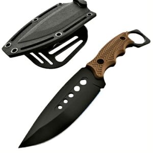 tactical knife hunting knife survival knife fixed blade knife razor sharp edge camping accessories camping gear survival kit survival gear tactical gear 80244 (coyote brown)