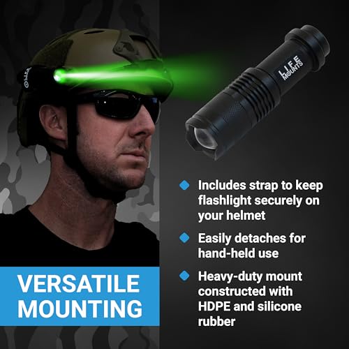 Life Mounts - LED Tactical Helmet ARC Rail Light - Stay Safe and Light Your Way - Great for Military, Airsoft and Other Tactical Helmets - Durable and Detachable - Green Light