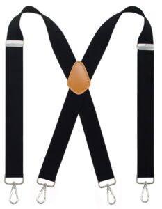 cedrainy suspenders for men 1.4 inch x back wide suspender heavy duty swivel belt loops with 4 snap hooks(black)