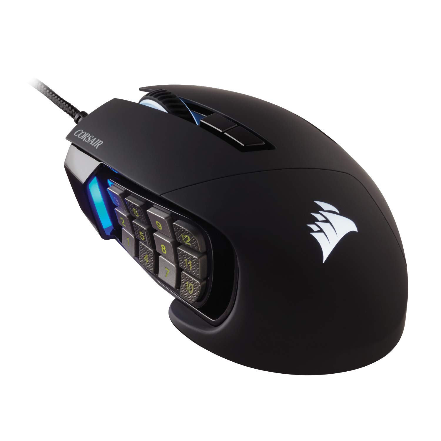 Corsair Scimitar RGB Elite, MOBA/MMO Gaming Mouse, Black, Backlit RGB LED, 18000 DPI, Optical (Renewed)