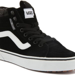 Vans Women's High-Top Sneaker, Suede Black White, 9