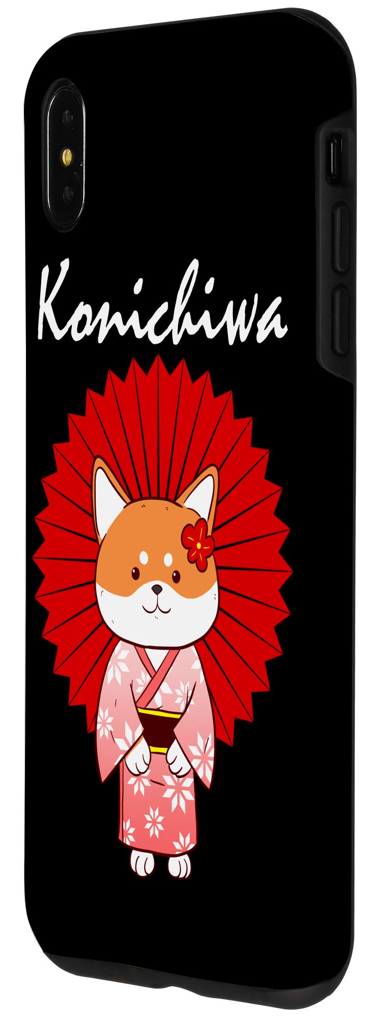 iPhone XS Max Funny Shiba Inu Uni Dog Konichiwa Kimono Flower Dress Case