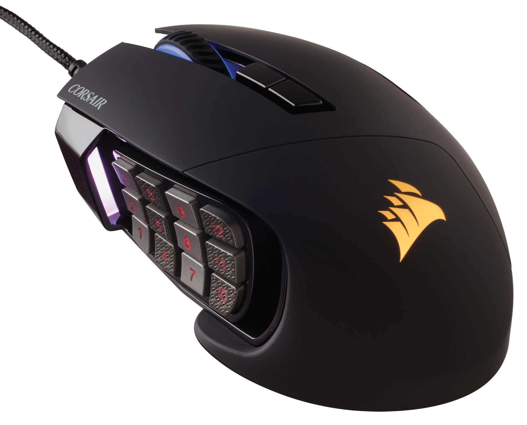 Corsair Scimitar RGB Elite, MOBA/MMO Gaming Mouse, Black, Backlit RGB LED, 18000 DPI, Optical (Renewed)