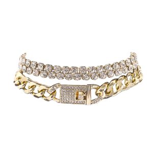 Impurain Bling Tennis Anklet Bracelet for Women Layered Link Chain Anklet Beach Shiny Rhinestone Ankle Jewelry (3-layer Gold)