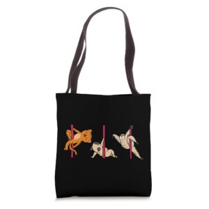 Pole Dancing Cat Dog Sloth - Funny Pole Fitness Pole Dance Tote Bag