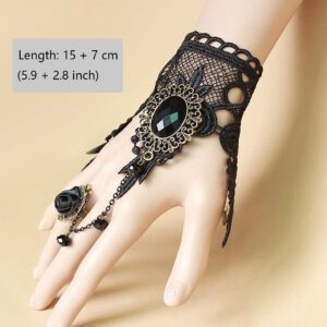 Daimay 4PCS Choker Lace Necklace with Bracelet Set Punk Party Gothic Vintage Handmade Victorian Steampunk Retro Gears Lace Vampire Bracelet Wristband for Halloween Easter – GS180+ GY120+E001