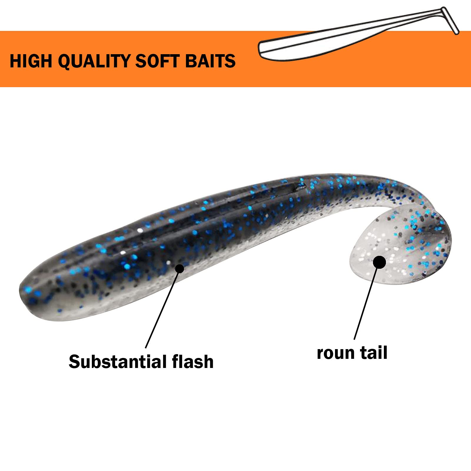 Lanmoon 100pcs Paddle Tail Swimbaits Lures, Soft Plastic Fishing Lures Kit, 2.75" Bass Fishing Bait for Freshwater and Saltwater with Box