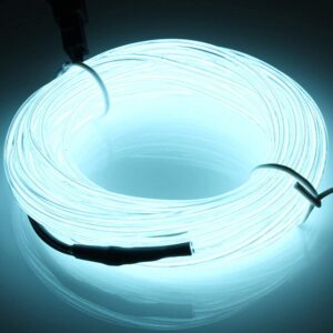 jiguoor el wire battery pack 9.8ft / 3m bright neon light strip 360° illumination neon tube rope lights for diy, festival, party decoration, pub, halloween, chrismas (9.8ft / 3m, white)