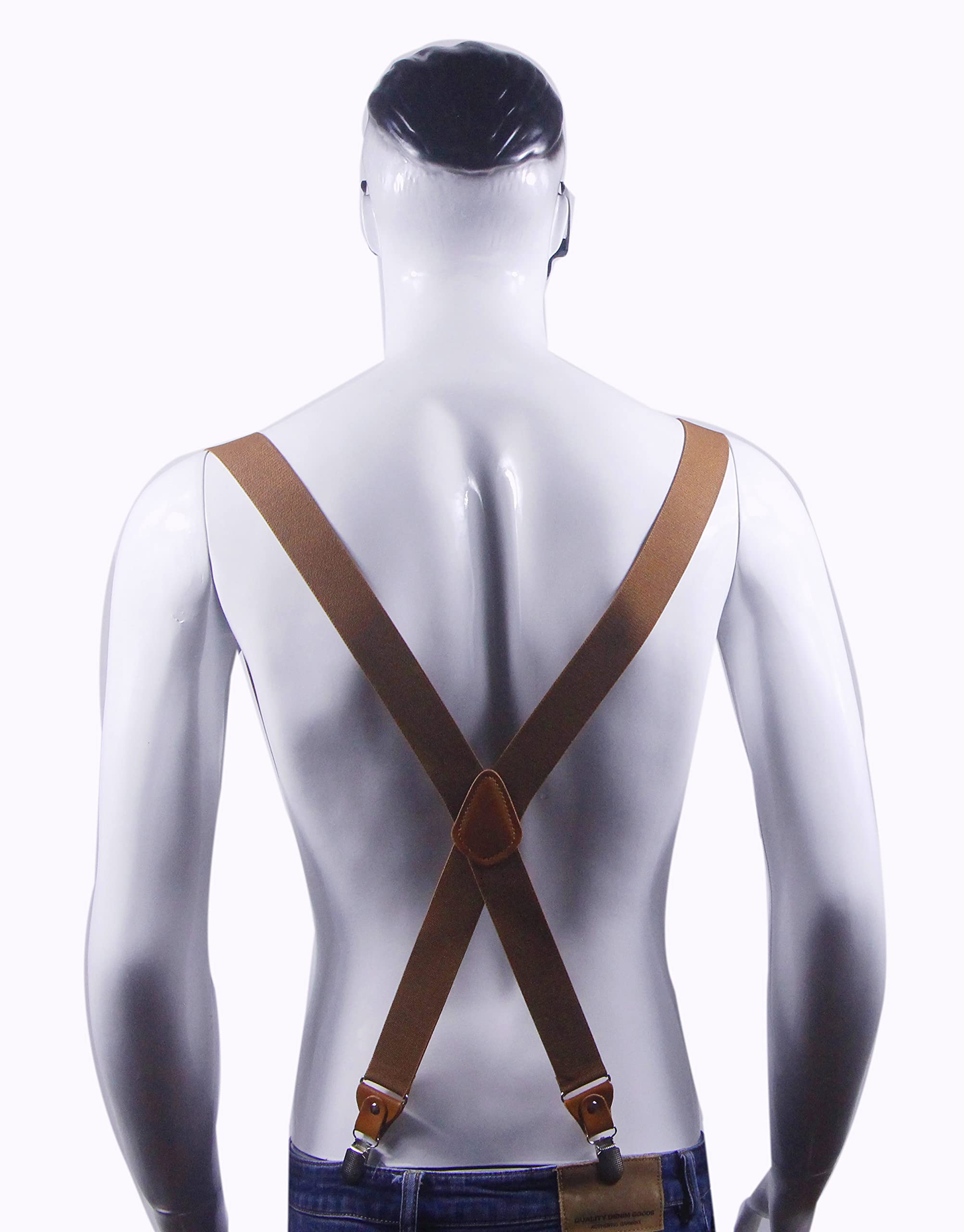 Cedrainy Adjustable Elastic Suspenders for Men's and Women's with X Back Suspenders for Casual & Formal(Coffe)