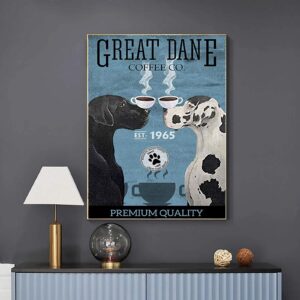 YUWONDESS Great Dane Dog Coffee Company Canvas Wall Art Vintage Themed Great Dane Wall Art Prints Retro Style Canvas Painting Pictures 1965 Funny Bar Art Print Poster on Canvas No Frame 20x28 inch(B)