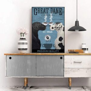 YUWONDESS Great Dane Dog Coffee Company Canvas Wall Art Vintage Themed Great Dane Wall Art Prints Retro Style Canvas Painting Pictures 1965 Funny Bar Art Print Poster on Canvas No Frame 20x28 inch(B)