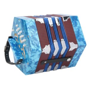 Voluxe Concertina Accordion, Solid Wood Professional Accordion Concertina with a Bag for Adults for Instrument Supplies for Beginners and Students(sky blue) (Voluxegfhpc94ing6438-12)