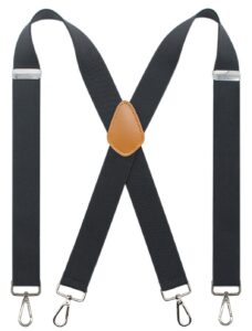 cedrainy suspenders for men 1.4 inch x back wide suspender heavy duty swivel belt loops with 4 snap hooks(dark grey)