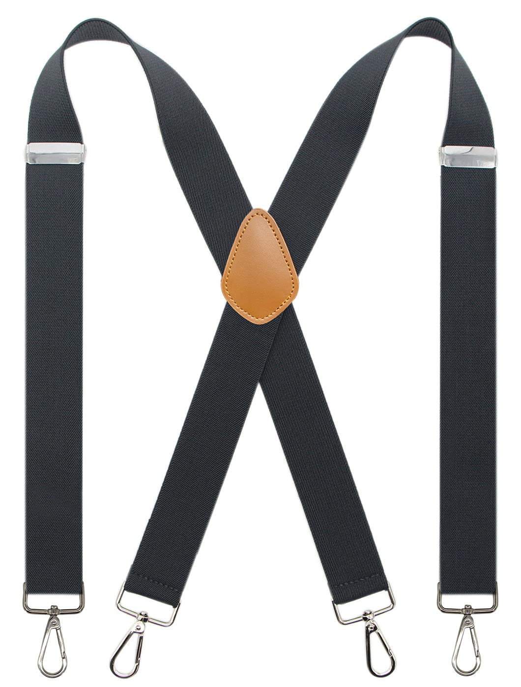 Cedrainy Suspenders For Men 1.4 Inch X Back Wide Suspender Heavy Duty Swivel Belt Loops With 4 Snap Hooks(Dark Grey)