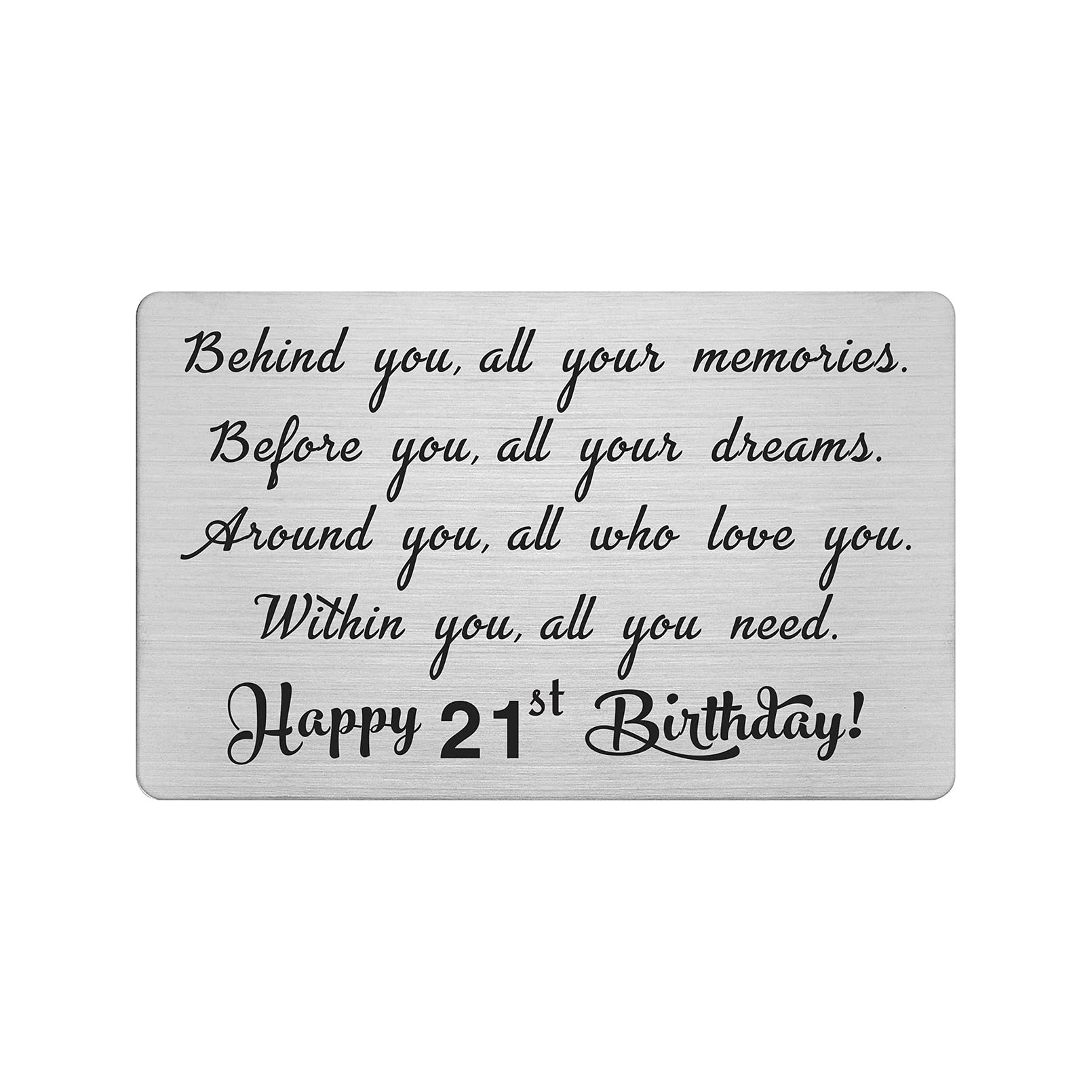 21st Year Old Happy Birthday Gifts, 21th Birthday Decorations, Engraved Wallet Inserts Card Present for Women Men Him Her