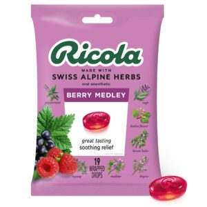 ricola berry medley bag | cough suppressant throat drops | naturally soothing long-lasting relief - 19 count (pack of 1)