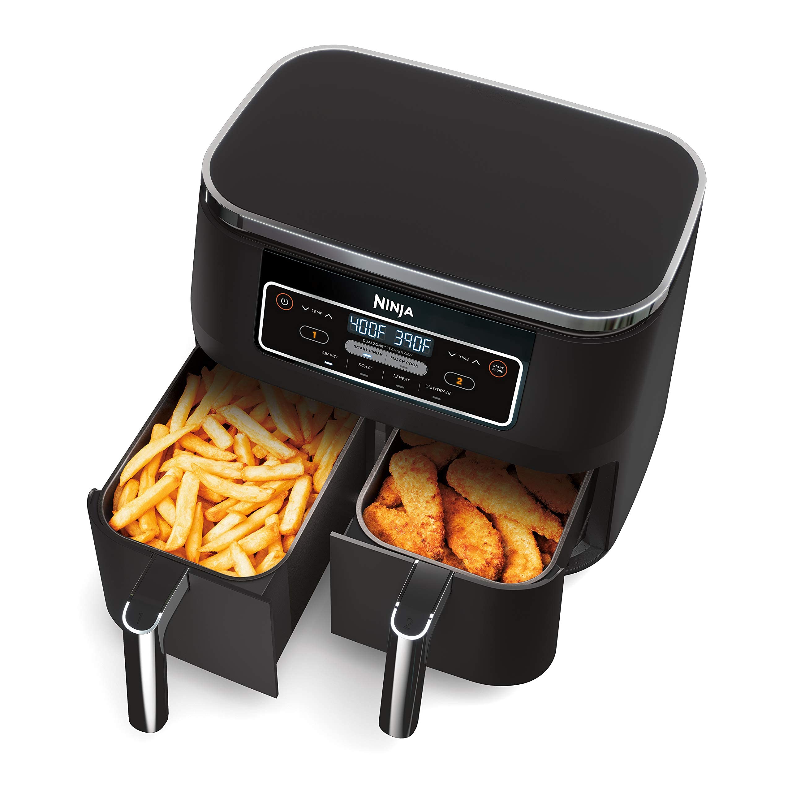 Ninja DZ100 Foodi 4-in-1, 8-qt, 2-Basket Air Fryer with DualZone Technology, Renewed, DZ201, Ninja DZ201-- 8-Quart