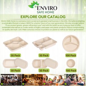 Enviro Safe Home 10 Oz Bamboo Disposable Bowls - 100 Pack - Heavy Duty Soup Bowls - Microwavable, Oven Safe, Eco-Friendly, Leak-Proof