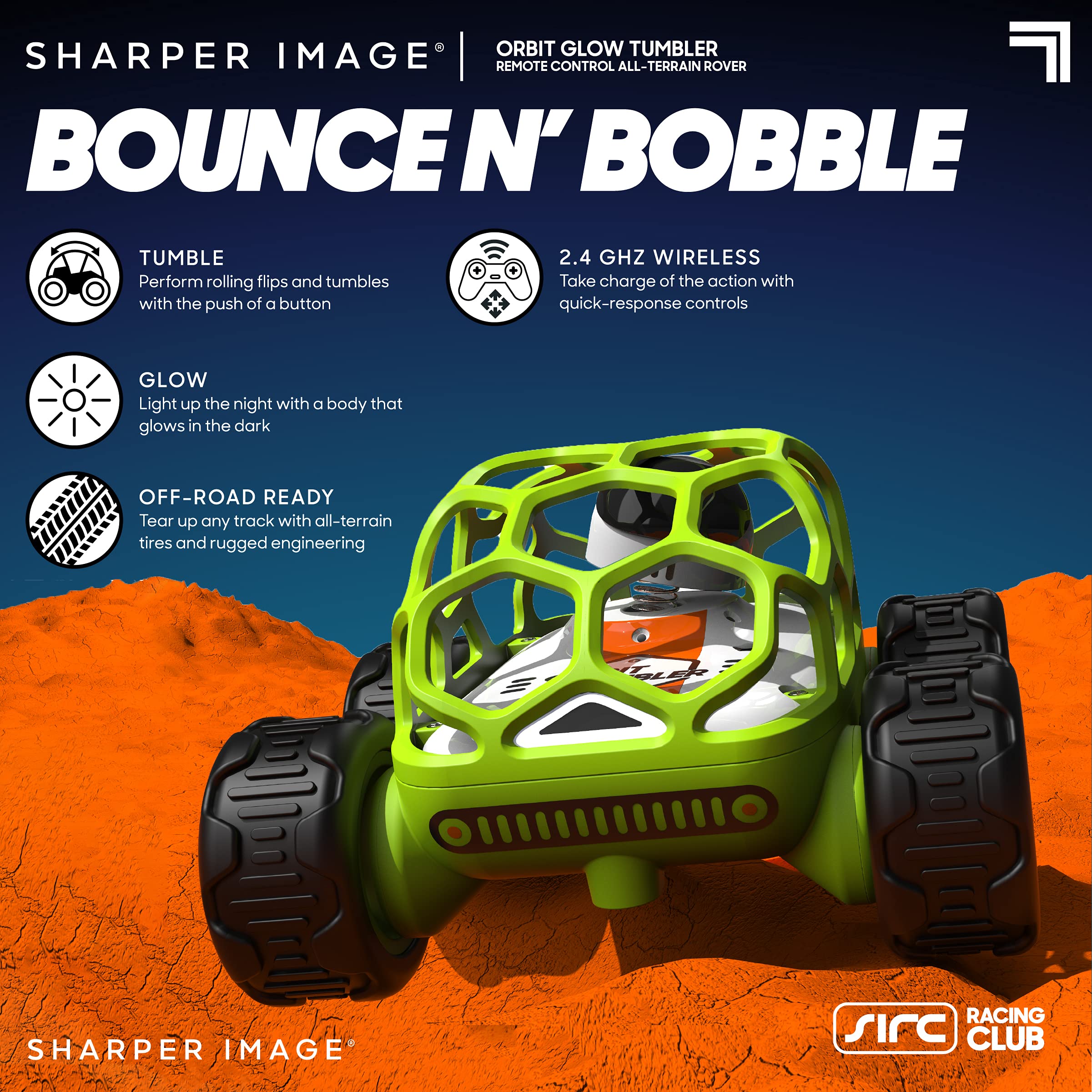 Sharper Image Orbit Tumbler, 2.4 GHz Glow-in-The-Dark All-Terrain Rover