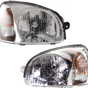 Garage-Pro Headlight Set Compatible with 2003-2006 Hyundai Santa Fe, Driver and Passenger Side, with Bulbs, Halogen, Production Date From July 14 2003