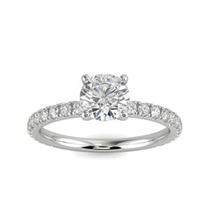 Beverly Hills Jewelers 1 Carat Round Brilliant Cut Lab Grown Diamond Engagement Ring in 14k White Gold D-E Color, cttw Size 7 Made in USA